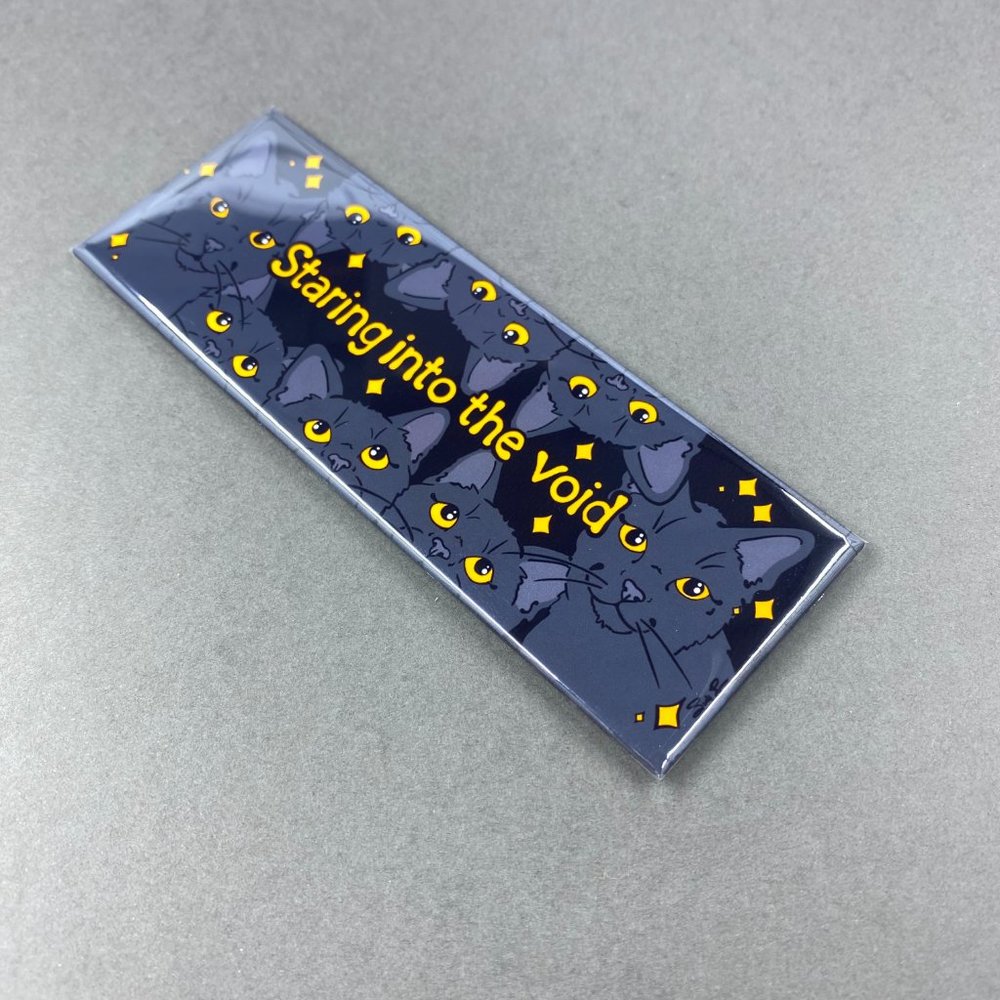 Black Cat Void Magnet Handmade Retro Kitchen Office Decor Gift 1.5x4.5" - Picture 4 of 6